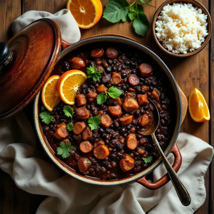 Weeknight feijoada, seen from above