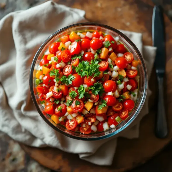 Vinagrete (Brazilian Tomato & Onion Salad), seen from above