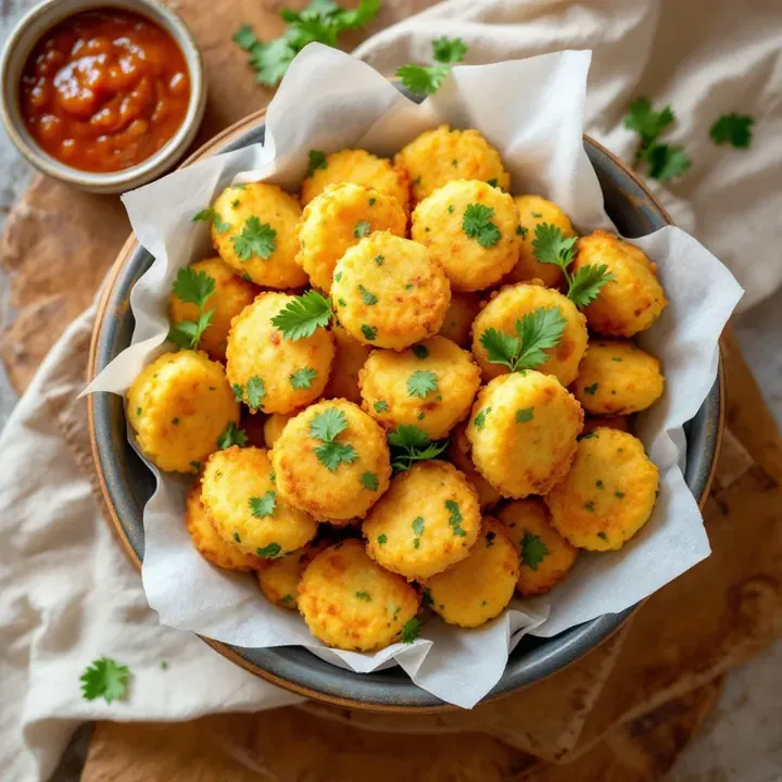 Pholourie (Split Pea Fritters), seen from above