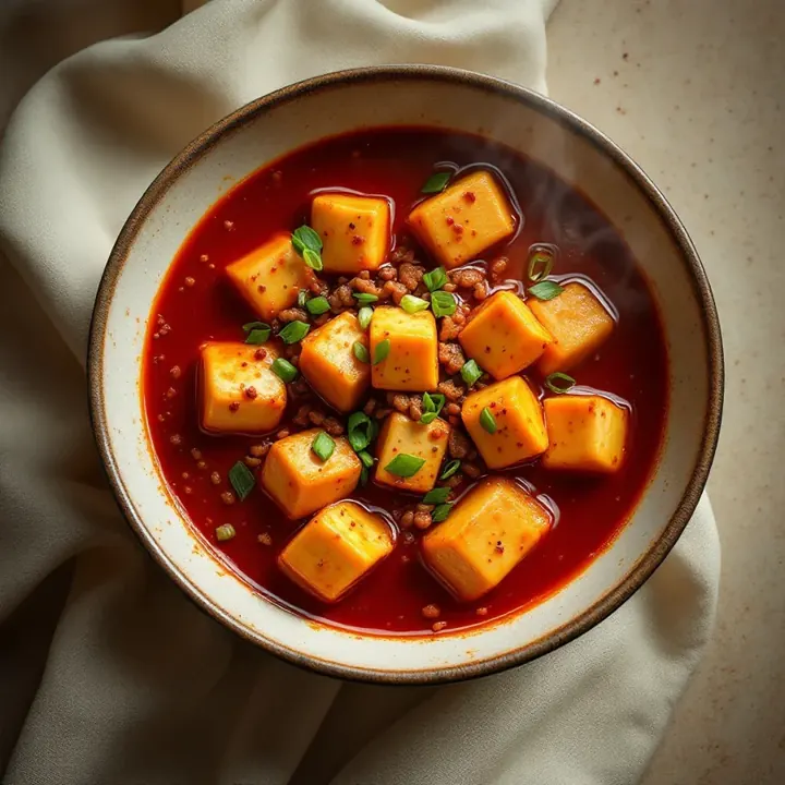 Mapo tofu, seen from above