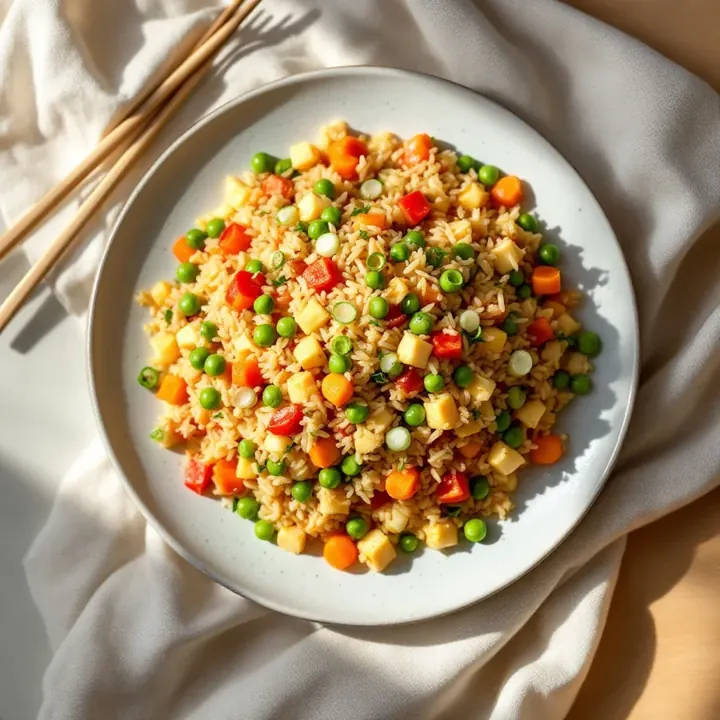 Everyday Vegetable Fried Rice, seen from above