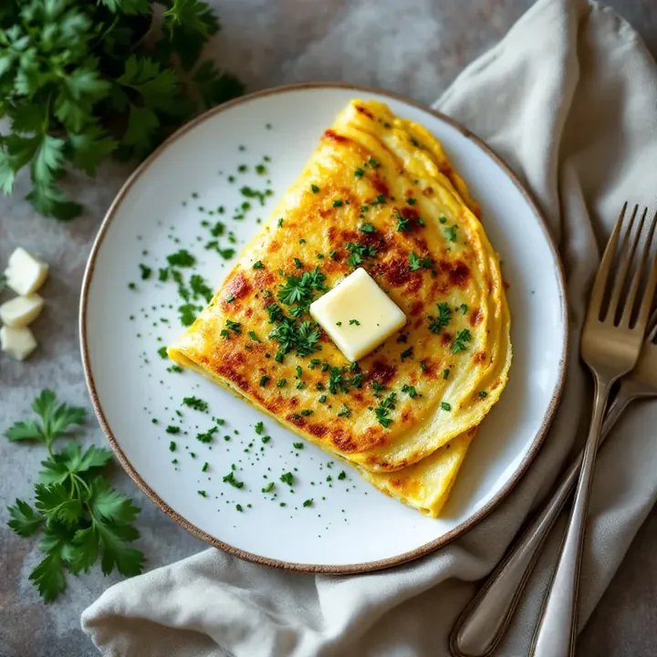 Omelette aux fines herbes, seen from above