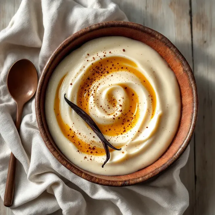 Riz au Lait (Creamy Rice Pudding), seen from above