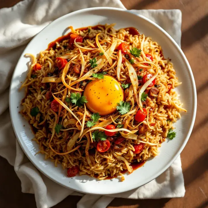 Nasi Goreng Kampung (Village-Style Fried Rice), seen from above
