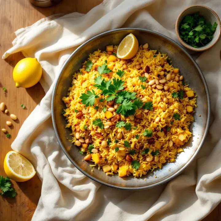Poha (Flattened Rice Breakfast), seen from above
