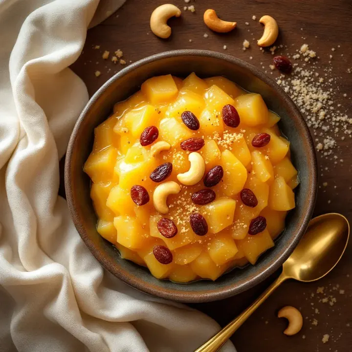 Suji Halwa (Semolina Pudding), seen from above