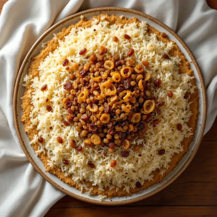 Adas Polo (Lentil Rice), seen from above