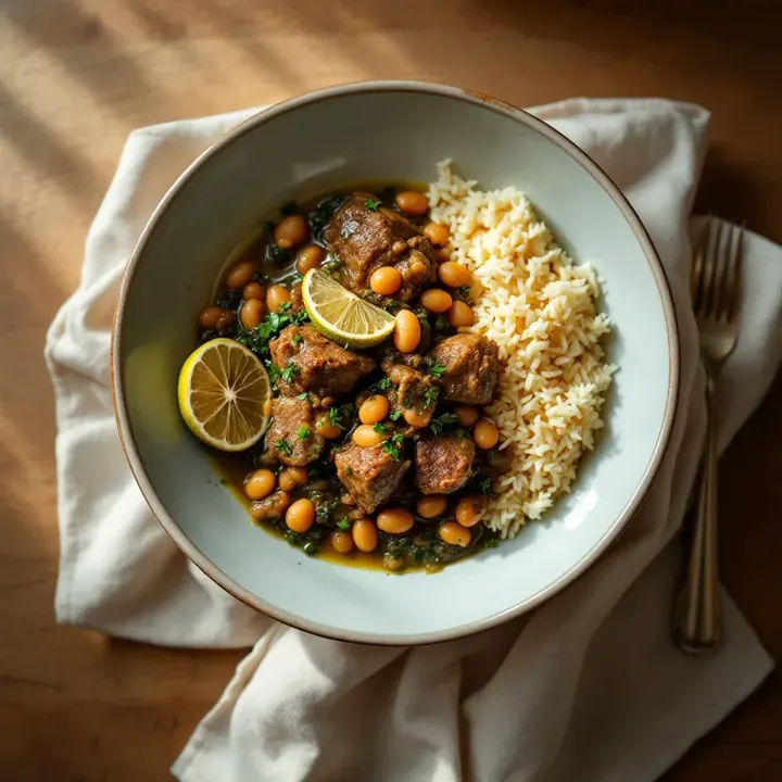 Ghormeh sabzi, seen from above