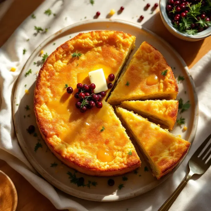 Tahchin (saffron rice cake), seen from above