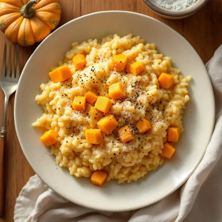 Risotto alla Zucca (Pumpkin Risotto), seen from above