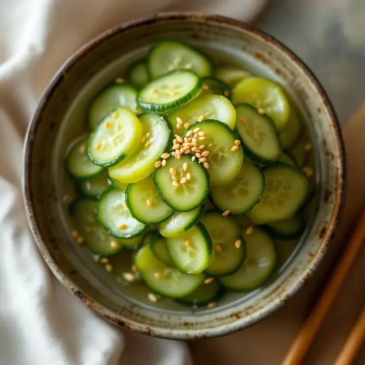 Kyuri Asazuke (Quick Pickled Cucumbers), seen from above