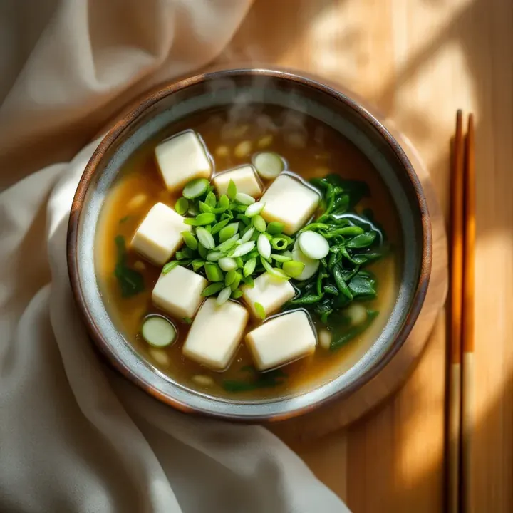Everyday miso soup, seen from above