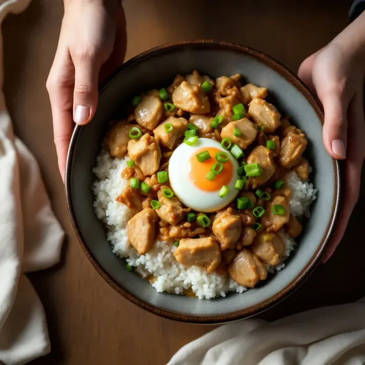 Oyakodon, seen from above
