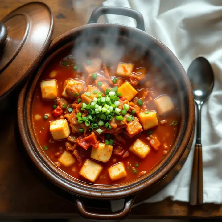 Kimchi jjigae, seen from above