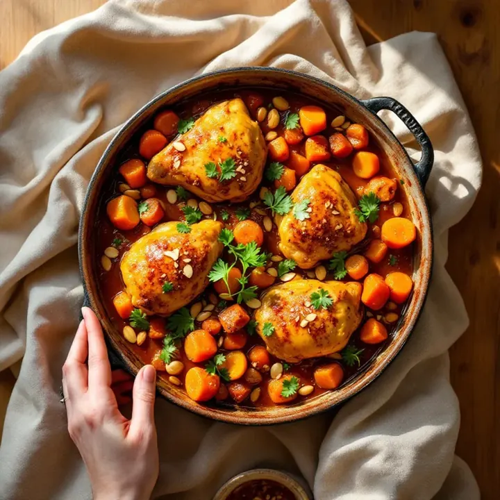 Chicken and Apricot Tagine, seen from above