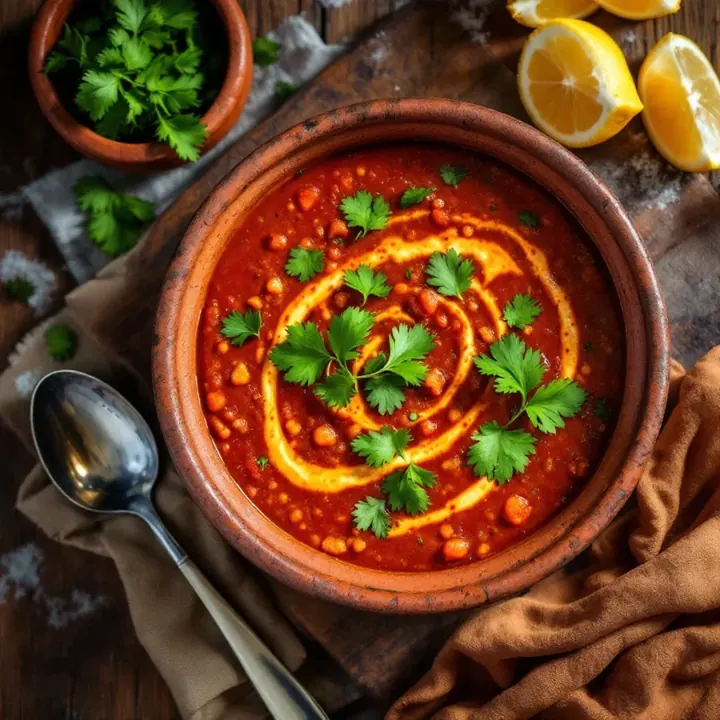 Lentil and Chickpea Harira, seen from above