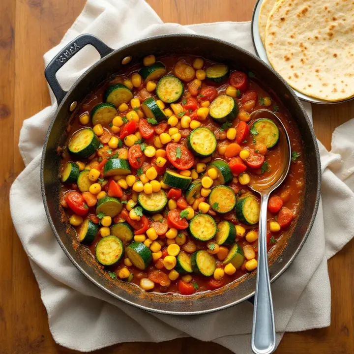 Calabacitas Guisadas (Zucchini Stew), seen from above