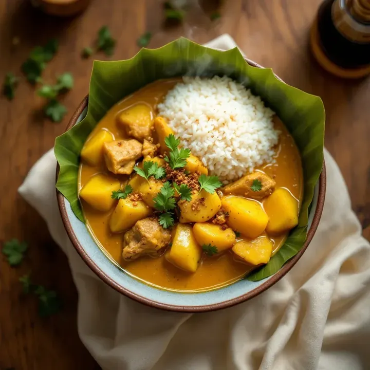 Gulai Ayam Kampung (Village Chicken Curry), seen from above
