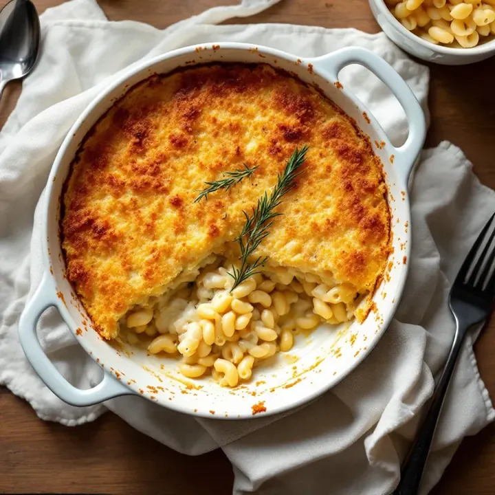 Norwegian Fish Gratin (Fiskegrateng), seen from above