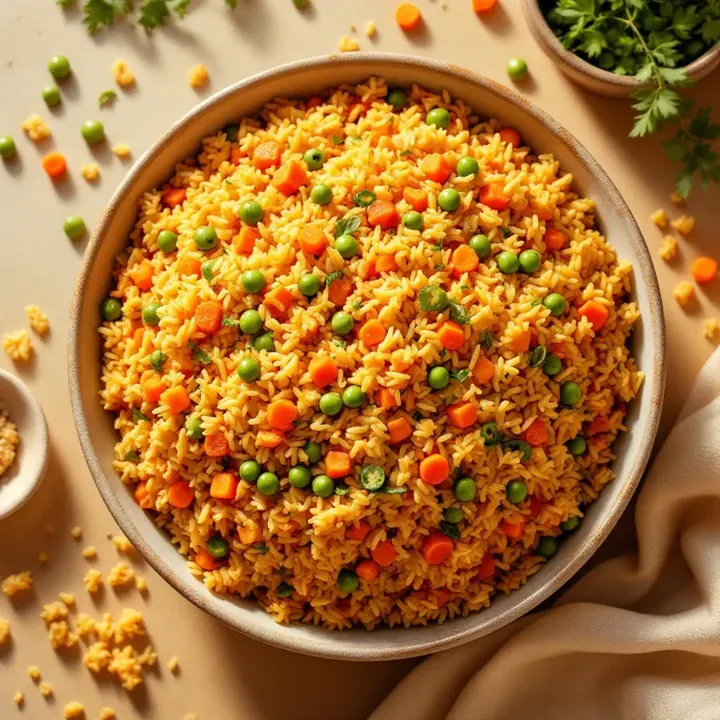 Nigerian Fried Rice, seen from above