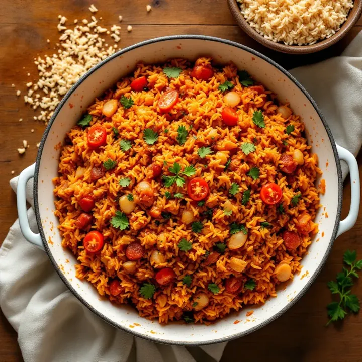 Jollof rice, seen from above