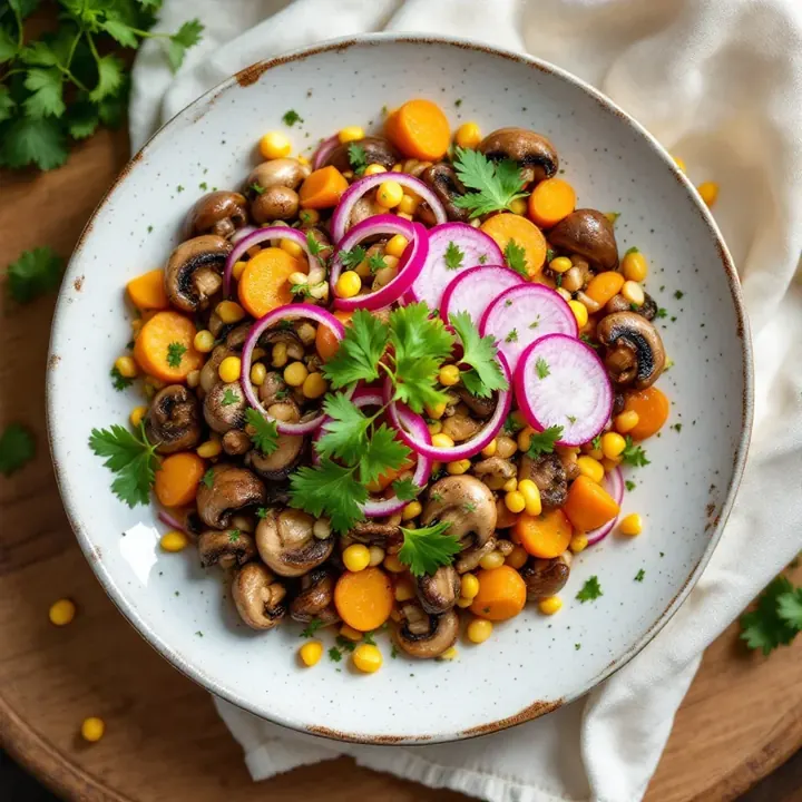 Ceviche de Champiñones (Mushroom Ceviche), seen from above