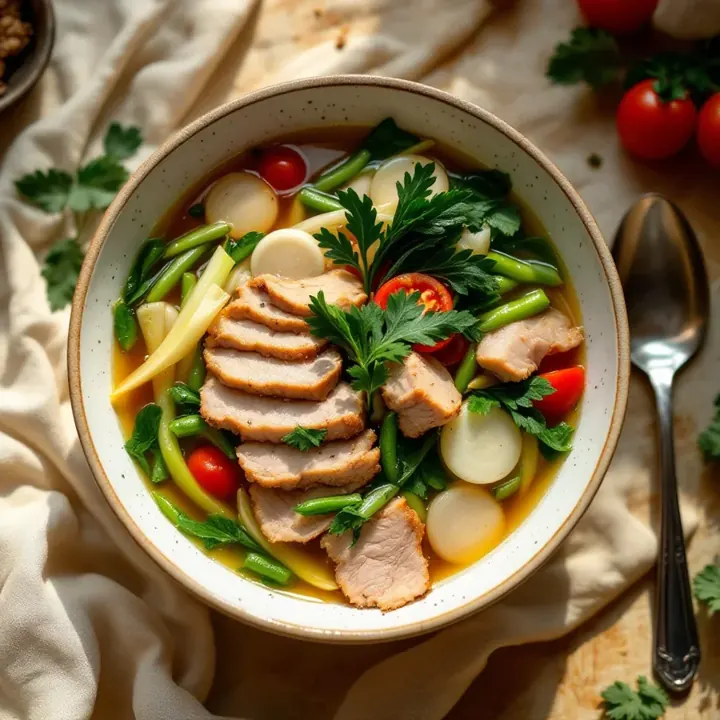 Pork sinigang, seen from above