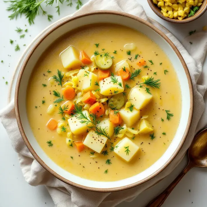 Zupa Ogórkowa (Polish Cucumber Soup), seen from above