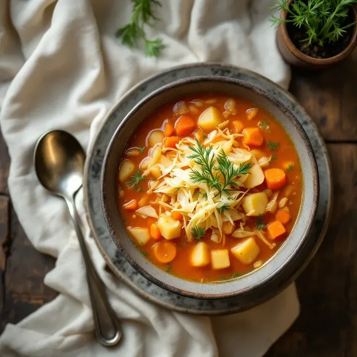 Shchi (Cabbage Soup), seen from above