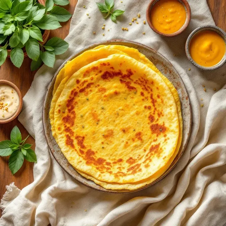 Classic Dosa with Potato, seen from above