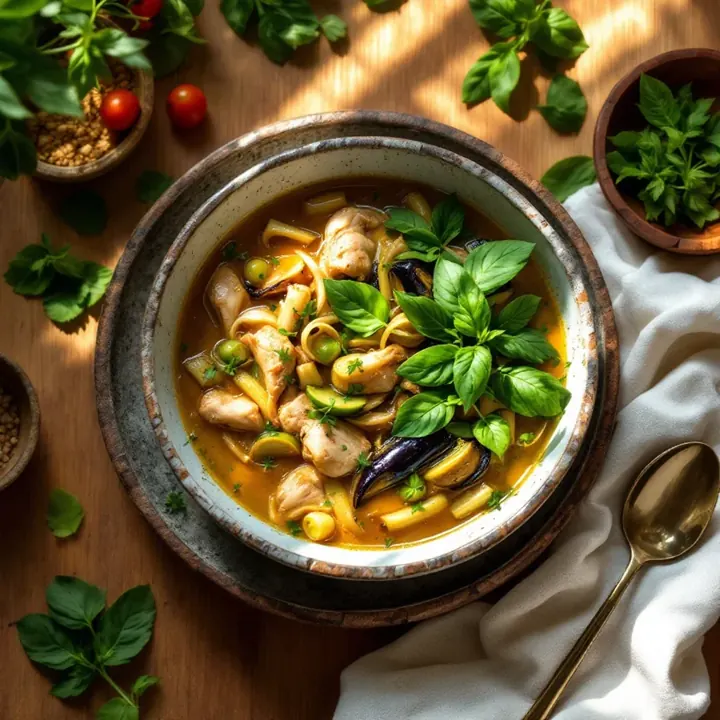 Green curry, seen from above