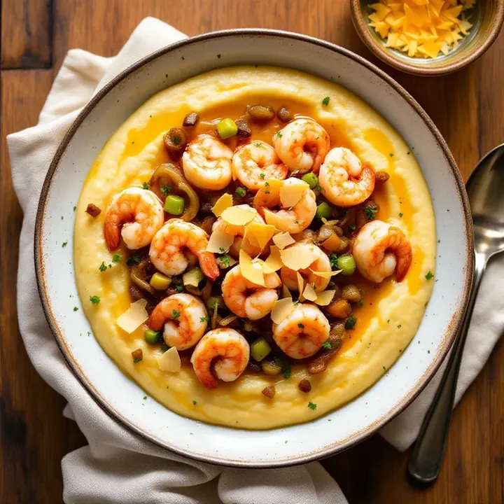 Southern Shrimp and Grits, seen from above