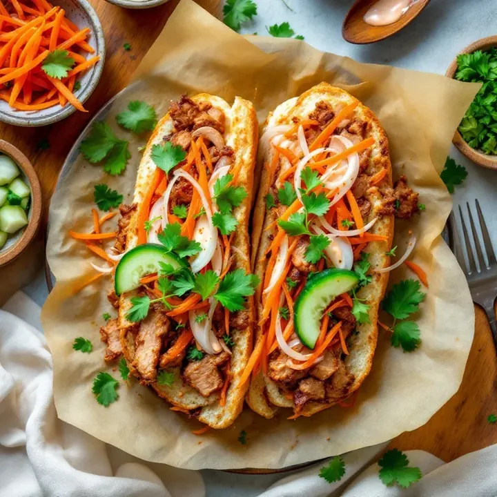 Bánh mì at home, seen from above